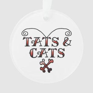 Liebe Tats u. Katzen-Tätowierungs-Art-Herz Ornament