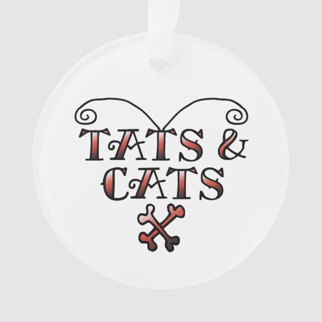 Liebe Tats u. Katzen-Tätowierungs-Art-Herz Ornament (Vorderseite)