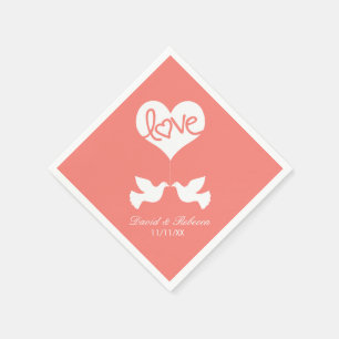Liebe-Tauben - Korallen-Rosa Serviette