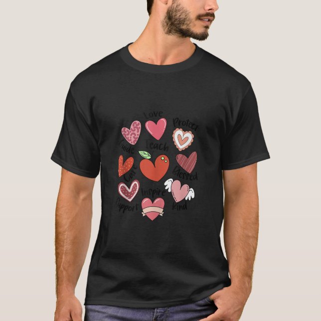 Liebe Teach Inspirierte Herz Candy Niedlich Valent T-Shirt (Vorderseite)
