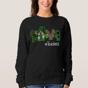 Liebe Teacher Life Funny Gnome Leopard Kariert St  Sweatshirt
