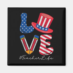 Liebe Teacher Life Usa Flag American Patriotic 4. Magnet