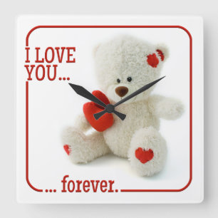 Liebe Teddy Valentinuhr Quadratische Wanduhr