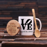 Liebe Tee Set: Bamboo Lid, Teaspoon & Keramik Tass