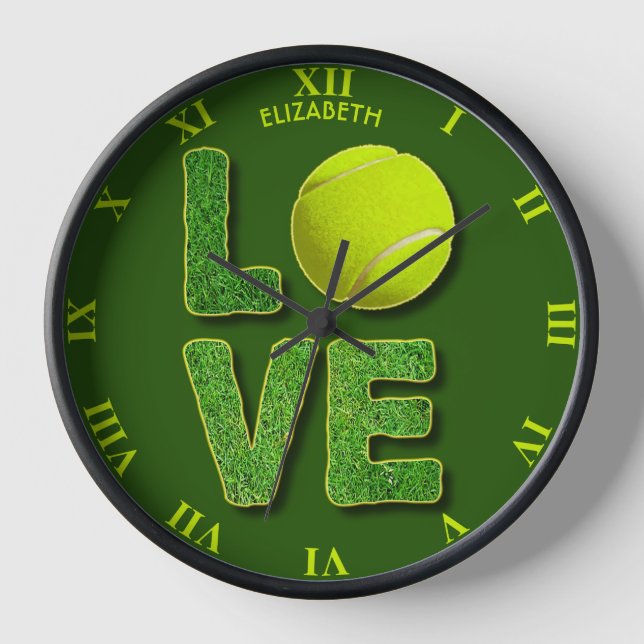 Liebe Tennis Gelbbarsch Grüne Großbuchstaben Uhr (Vorderseite)