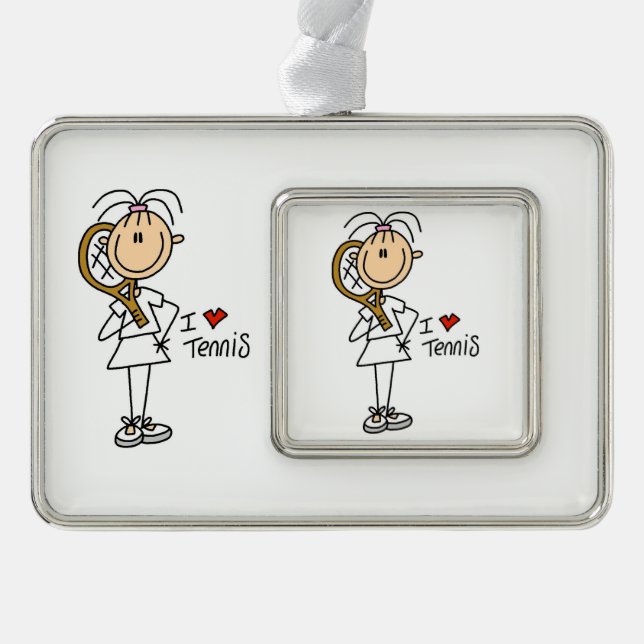 Liebe  Tennis Gerahmt Ornament Rahmen-Ornament Silber (Vorderseite)