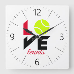 Liebe Tennis Quadratische Wanduhr