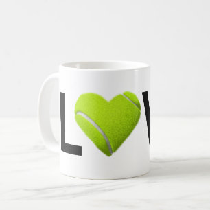 Liebe-Tennis-Tasse (Tennis-Ball-Herz) Tasse