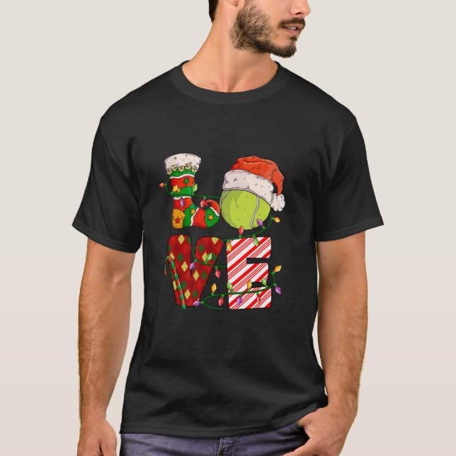 Liebe Tennis Weihnachts-Tennis-Player Weihnachts-P T-Shirt (Vorderseite)