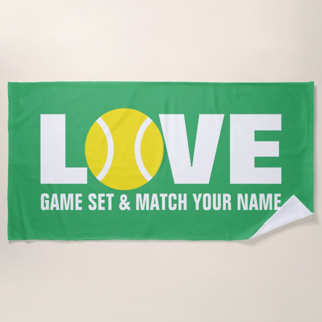 Liebe Tennisball Badetuch mit individuelle Name (Vorderseite)