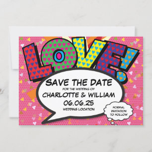 LIEBE Termin vormerken Lustig Retro Comic Buch Pop Save The Date