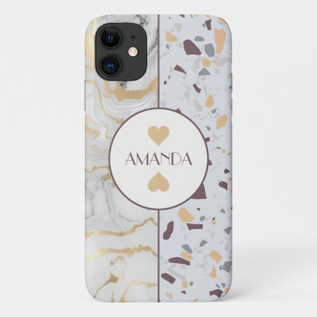 Liebe Terrazzo Marble iPhone Case Kundenname (Rückseite)