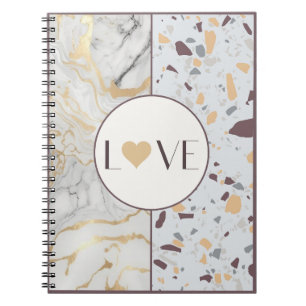 Liebe Terrazzo-Marble-Notebook mit Goldenen Herz Notizblock