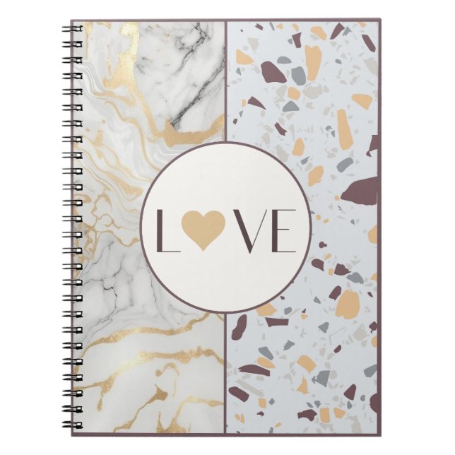 Liebe Terrazzo-Marble-Notebook mit Goldenen Herz Notizblock (Vorderseite)