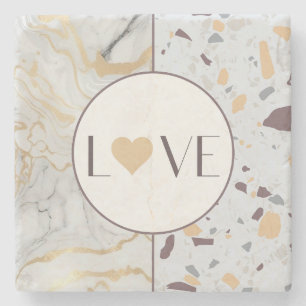 Liebe Terrazzo Marble Stone Untersetzer mit Golden