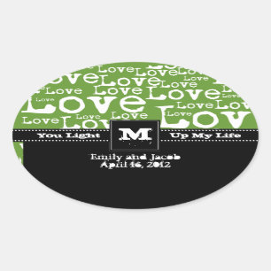 Liebe Text Candle Jar Gefallen Tags in Limon Ovaler Aufkleber