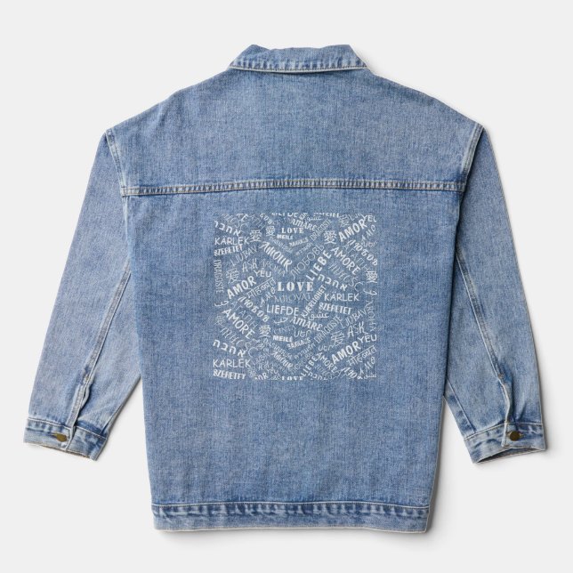 Liebe Text Denim Jacket mehrsprachig - Anpassbar Jeansjacke (Rückseite)