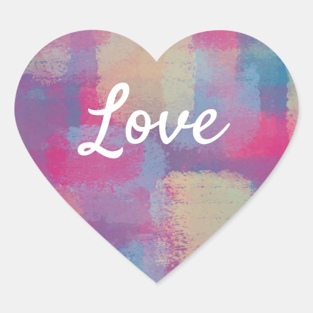Liebe Text Herz Form Pastellmuster Muster Muster Herz-Aufkleber (Vorderseite)
