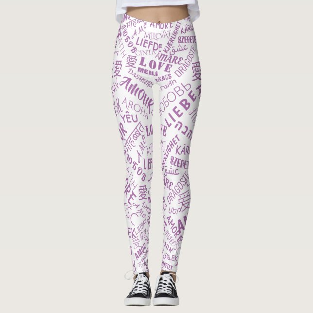 Liebe Text Leggings Multi Language Word Your Color (Vorderseite)