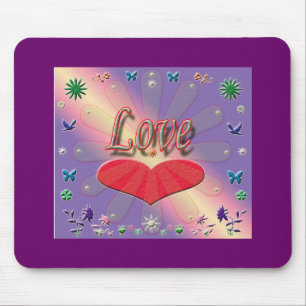 Liebe Text /mit farbenfroher Grafik. Mousepad