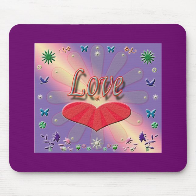 Liebe Text /mit farbenfroher Grafik. Mousepad (Vorne)
