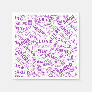 Liebe Text Napkins Multi Language International Serviette