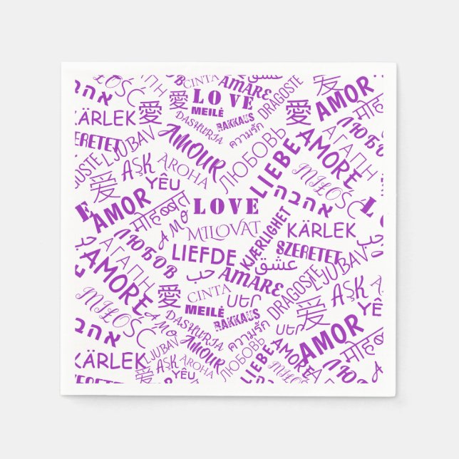 Liebe Text Napkins Multi Language International Serviette (Vorderseite)