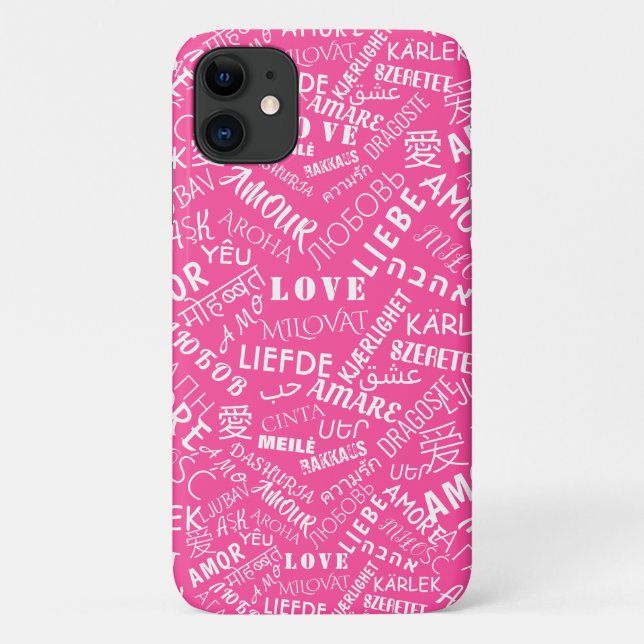 Liebe Text Rosa iPhone Case oder Farbe wählen (Rückseite)