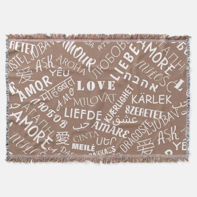 Liebe Text Throw Blanket Multi Language Word Decke (Vorderseite)