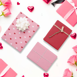 Liebe-Themed Valentine's Day Pink Heart Designs Geschenkpapier Set