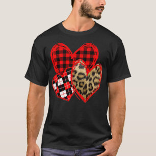Liebe Three Hearts Leopard Buffalo Kariert Valenti T-Shirt