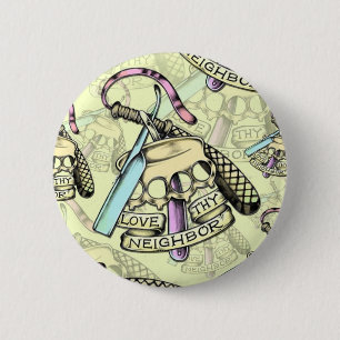 Liebe thy Nachbarhand gezeichnetes Grafikmuster Button
