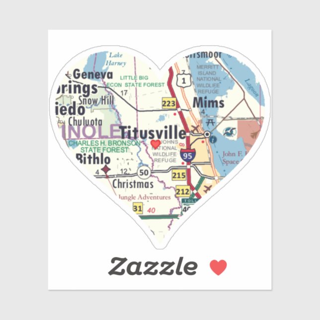 Liebe Titusville Florida Aufkleber (Blatt)