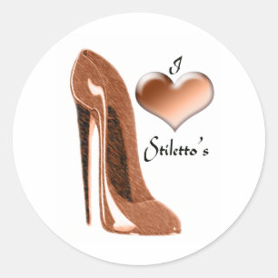 Liebe Toffee Stiletto Shoe und 3D-Herz Runder Aufkleber