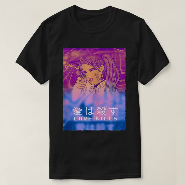 Liebe tötet Anime Manga Japan Vaporwave Aesthetics T-Shirt (Design vorne)