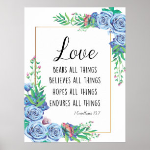 Liebe trägt alle Dinge Bibelvers Christlich Poster