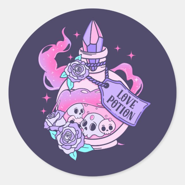 Liebe Tränke Niedlich Rosa Halloween Flasche Runder Aufkleber (Vorderseite)
