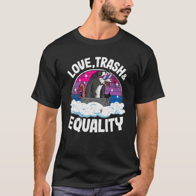 Liebe Trash & Equality Opossum Bisexuelle Flagge B T-Shirt (Vorderseite)