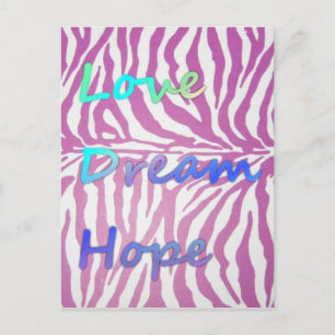 Liebe, Traum, Hoffnung Zebra Print Postcard Postkarte