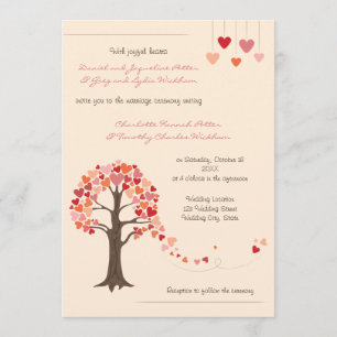 Liebe Tree Hearts Wedding Einladung
