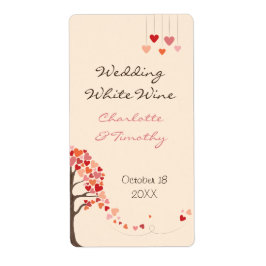 Liebe Tree Hearts Wedding Wine Label