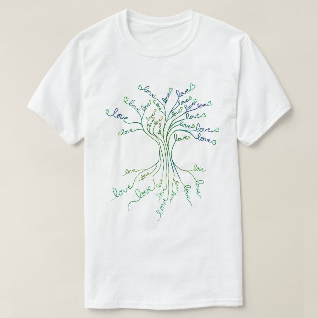 Liebe Tree of Life Art Aquamarin Blaue Eltern T-Shirt (Design vorne)