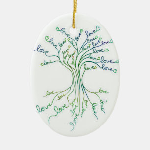 Liebe Tree of Life Art Aquamarin Blue Custom Baby Keramik Ornament