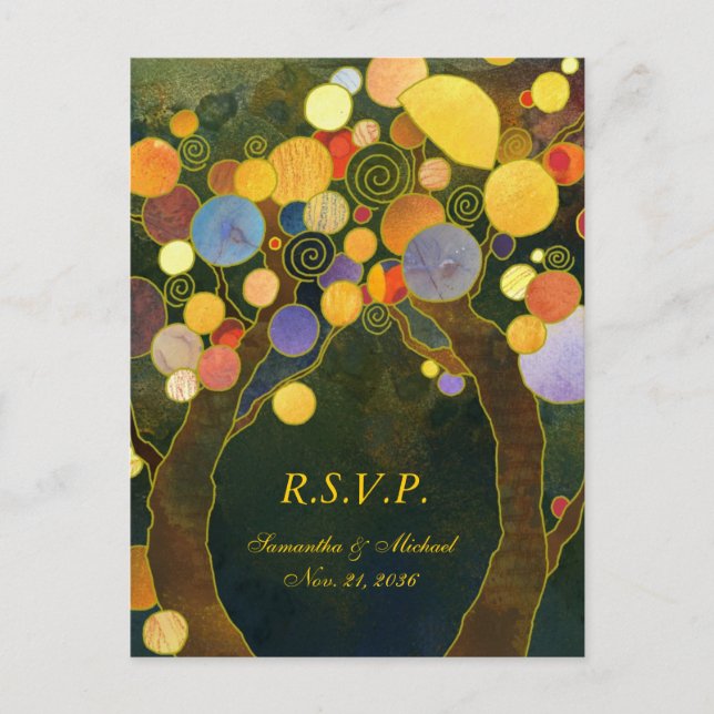 Liebe Trees Wedding Menü UAWG Einladungspostkarte (Vorderseite)