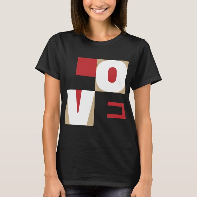 Liebe Trenddesign Modernes Rot Schwarz Letter Art T-Shirt (Vorderseite)
