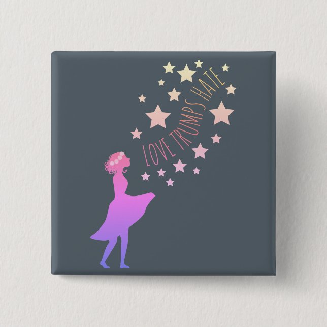 Liebe-Trumpf-Hass-Knopf Button (Vorderseite)