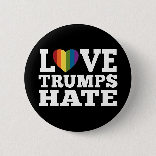 Liebe Trumps Hate Rainbow Heart - kann Schwarz bea Button (Vorderseite)