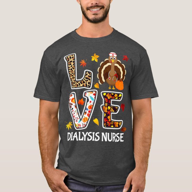 Liebe Türkei Dialysis Nurse Erntedank Leopard T-Shirt (Vorderseite)
