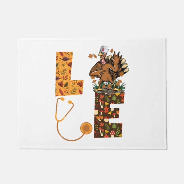 Liebe Türkei Stethoscope Nurse Life Erntedank Au Fußmatte (Vorderseite)