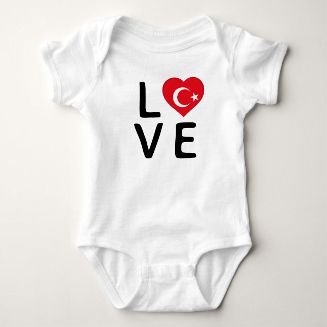 Liebe - Türkische Flagge Baby Strampler (Vorderseite)